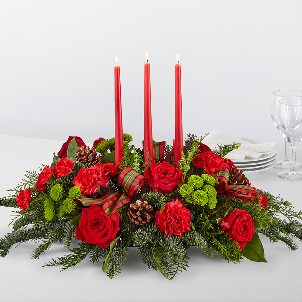 By the Candlelight Centerpiece – All About Flowers, Bellingham WA