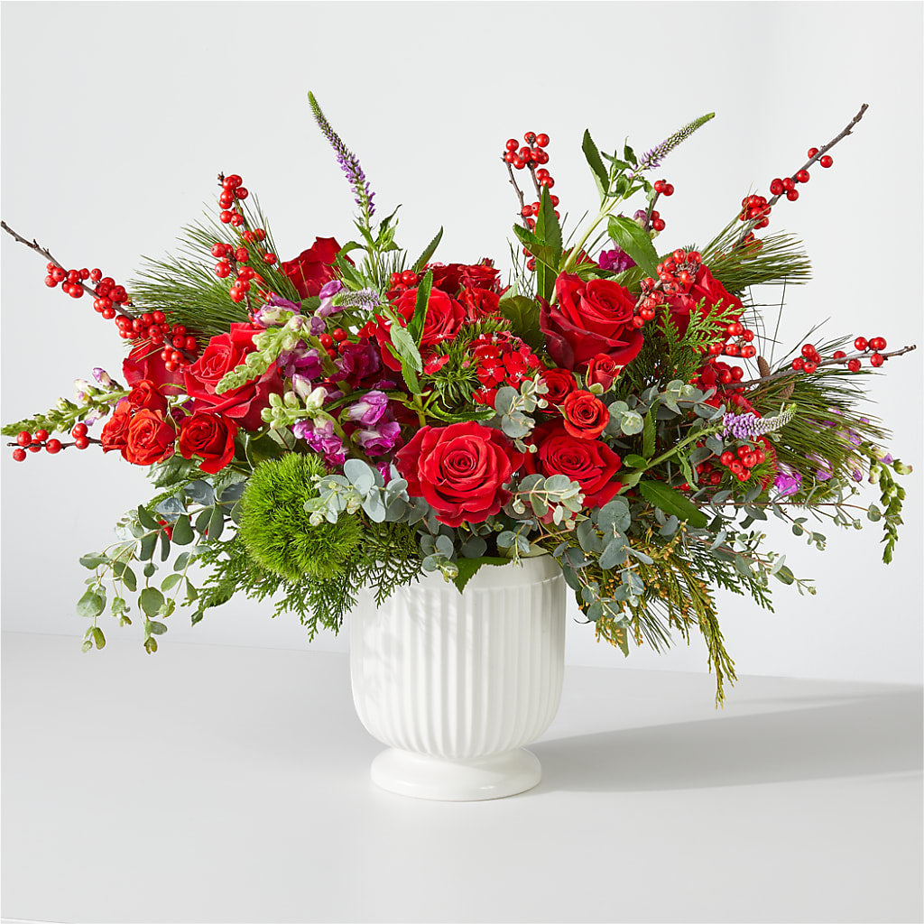 Big Red Bow Bouquet – All About Flowers, Bellingham WA