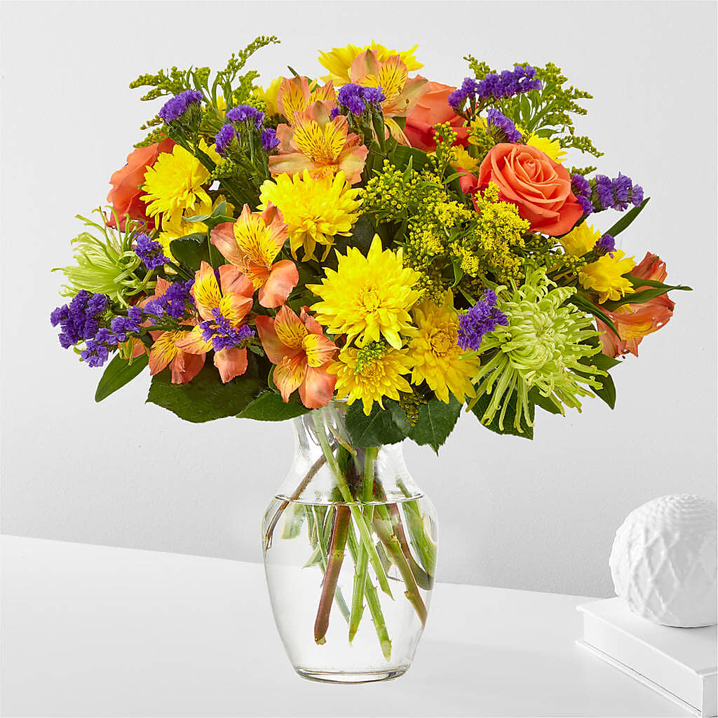 Marmalade Skies Bouquet – All About Flowers, Bellingham WA