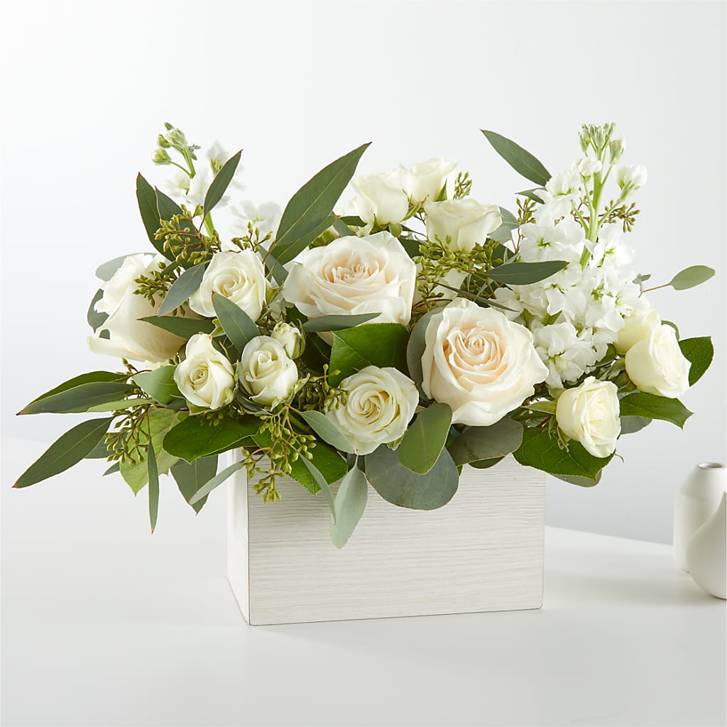Fresh Linen Box Bouquet – All About Flowers, Bellingham WA