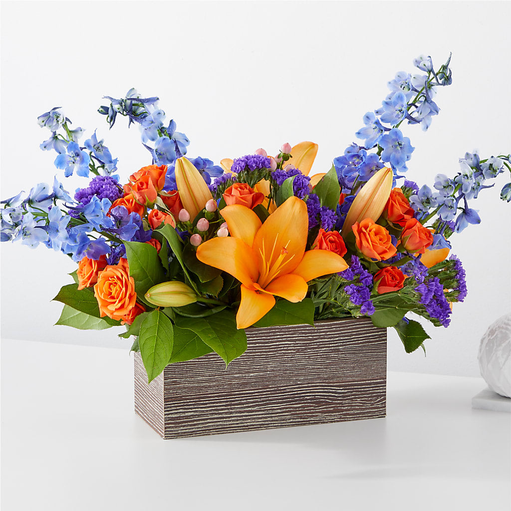 Radiant Citrus Box Bouquet – All About Flowers, Bellingham WA