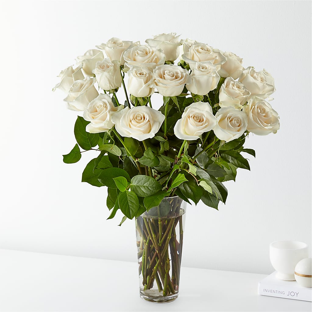 Long Stem White Rose Bouquet – All About Flowers, Bellingham WA