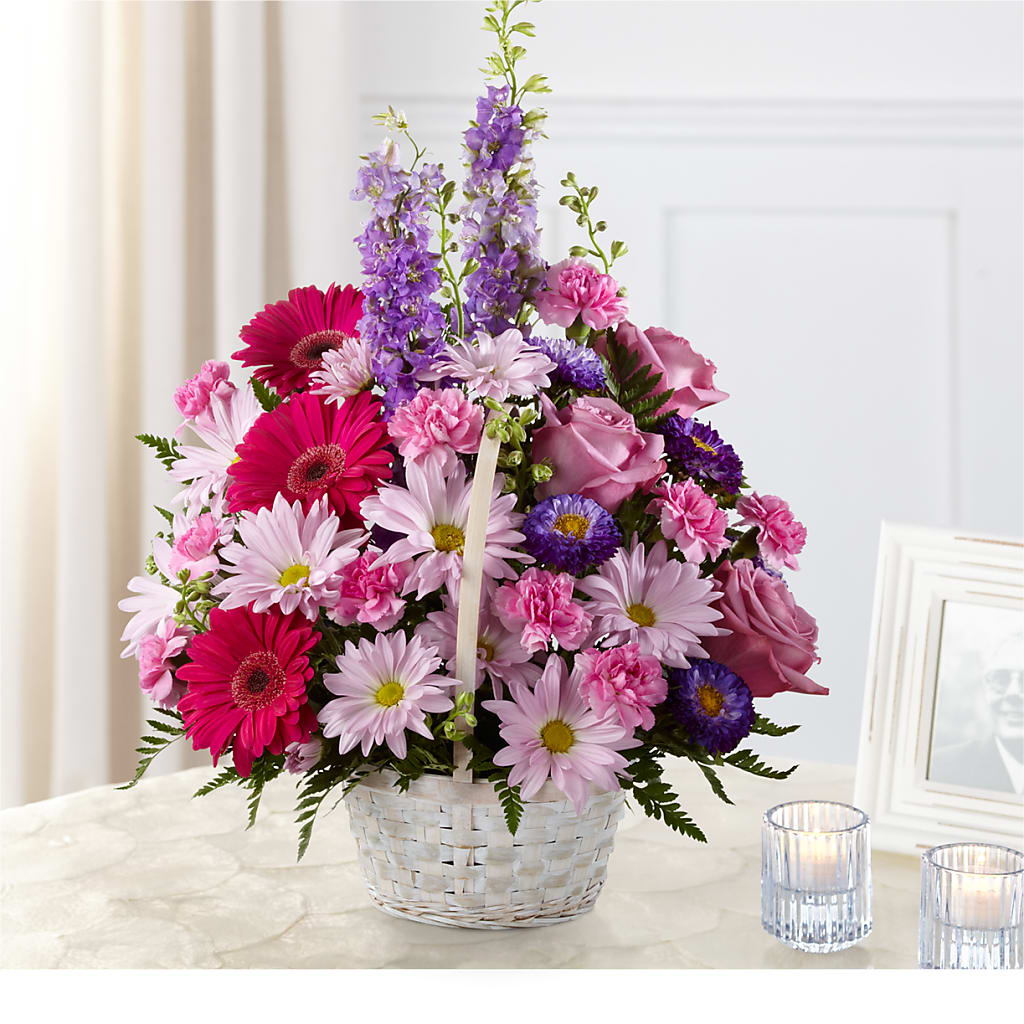 Pastel Peace Basket – All About Flowers, Bellingham WA