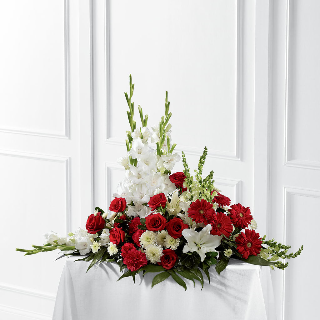 Crimson & White Arrangement – All About Flowers, Bellingham WA