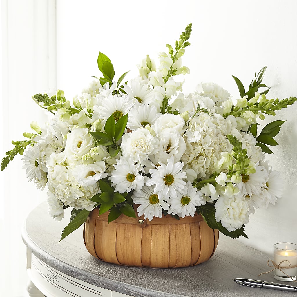 Pure Ivory Basket – All About Flowers, Bellingham WA