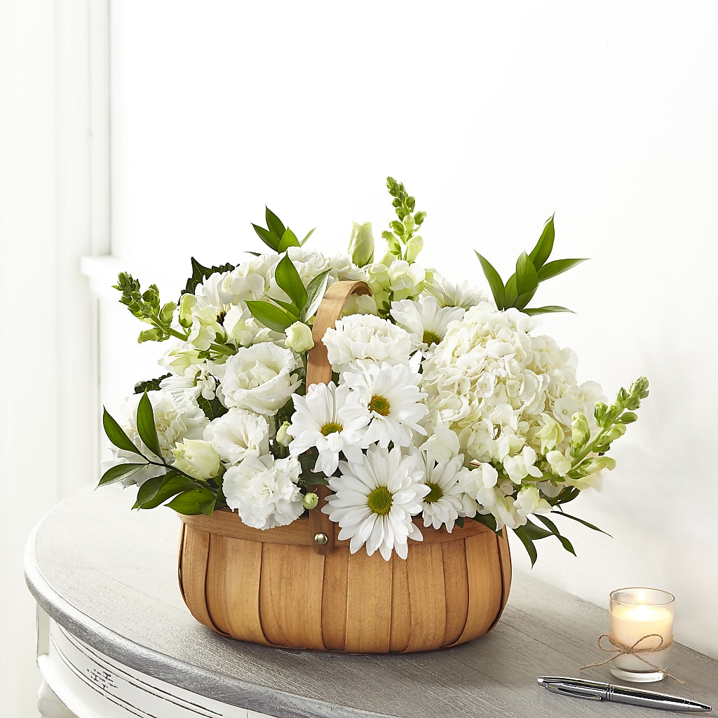 Pure Ivory Basket – All About Flowers, Bellingham WA