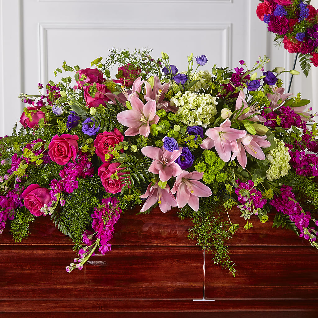 Radiant Tribute Casket Spray – All About Flowers, Bellingham WA