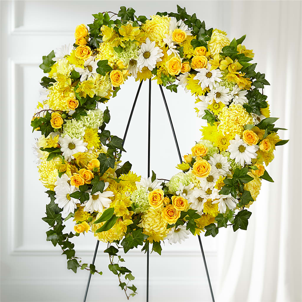 Golden Remembrance Wreath – All About Flowers, Bellingham WA