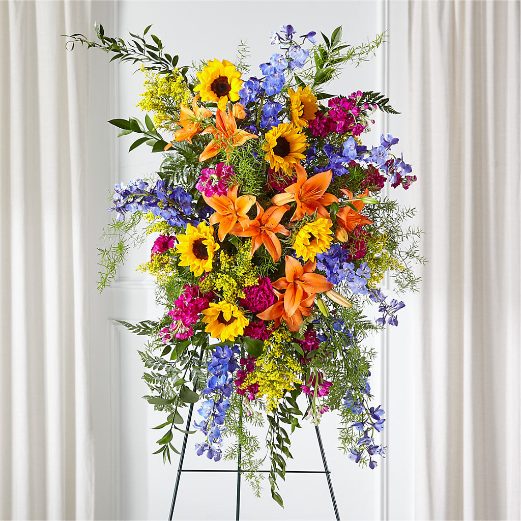 Sunlit Memories Standing Spray (Standard) – All About Flowers, Bellingham WA