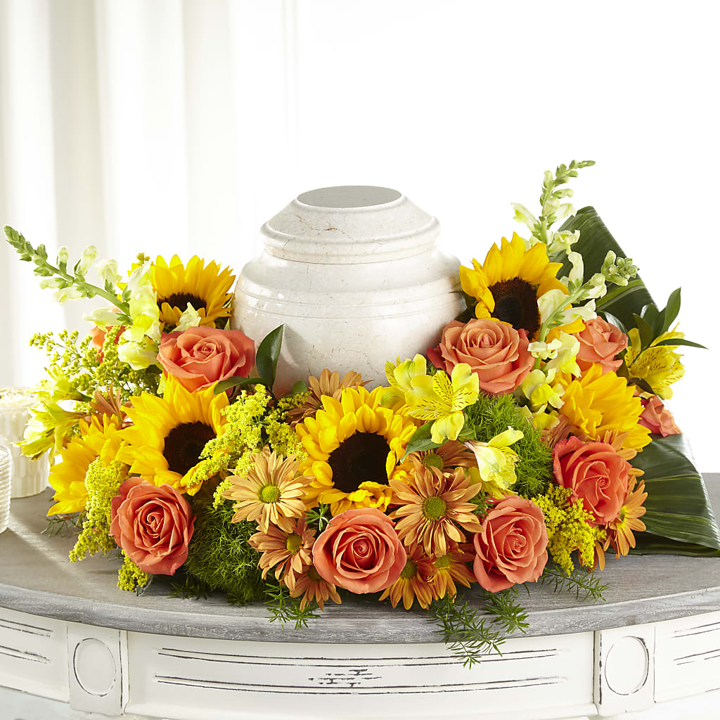 Faithful Sunflower Cremation Adornment – All About Flowers, Bellingham WA