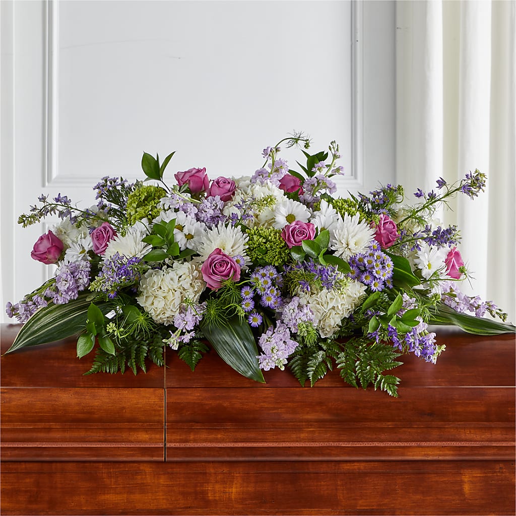 Meadows of Serenity Casket Spray – All About Flowers, Bellingham WA