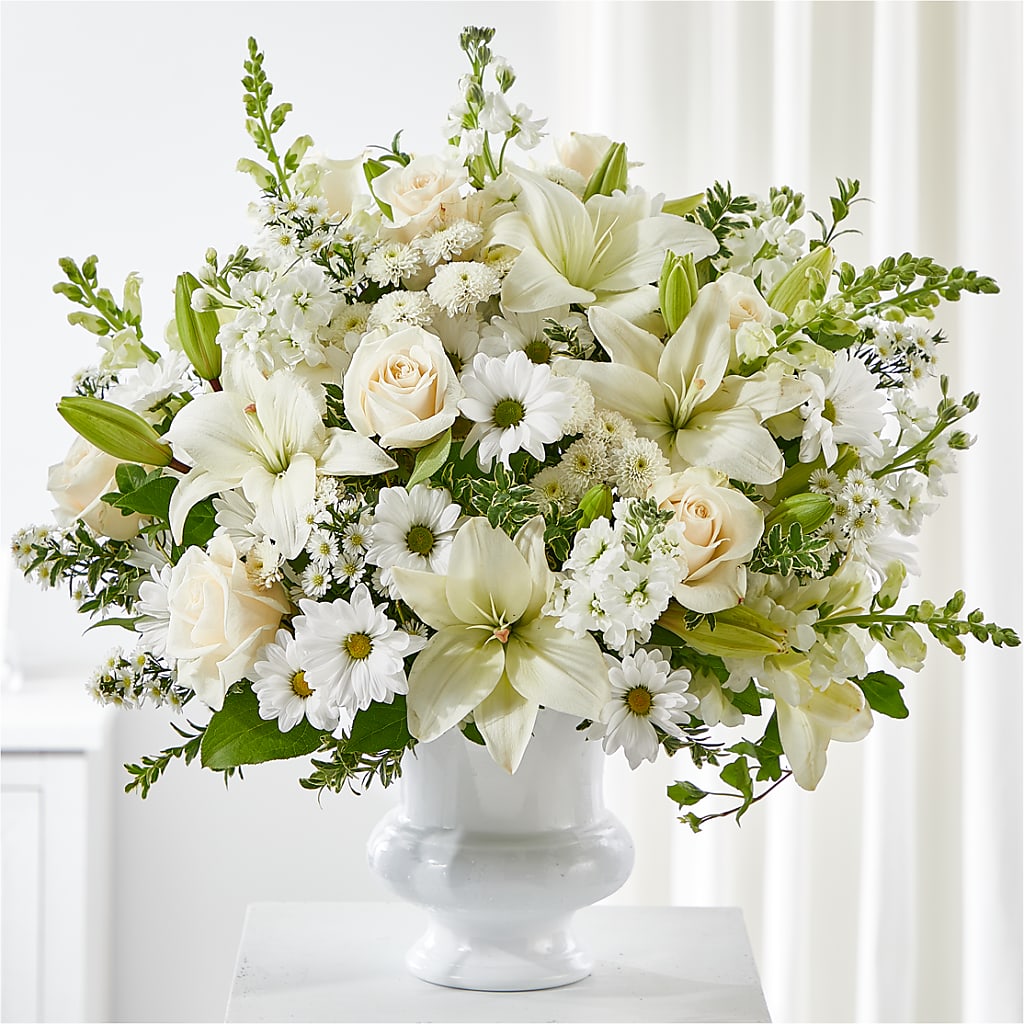 Uplifting Urn Arrangement – All About Flowers, Bellingham WA