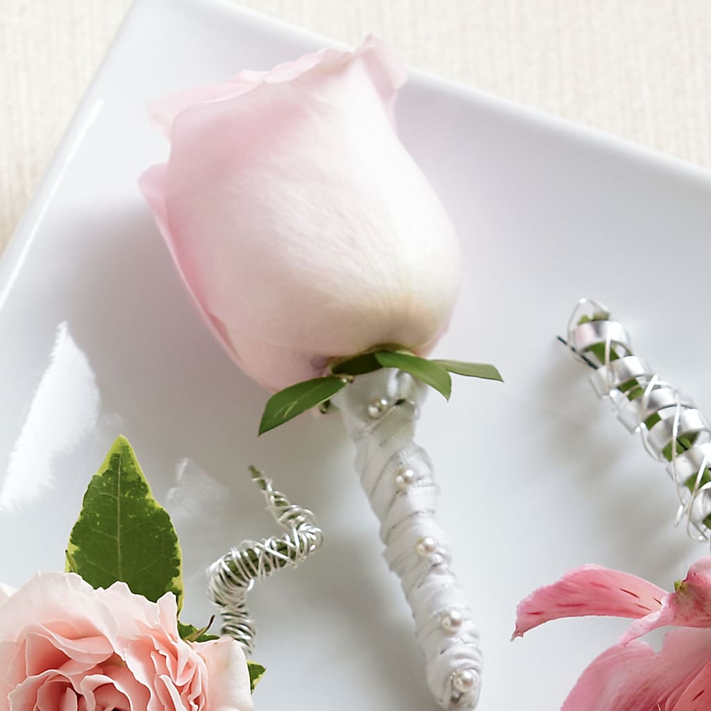 Pink Rose Boutonniere – All About Flowers, Bellingham WA