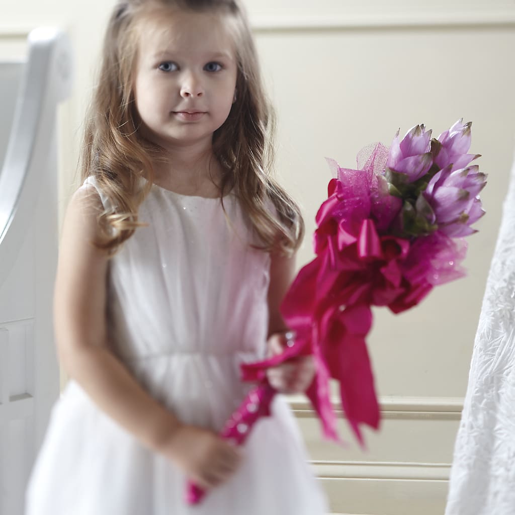Sparkle Pink Flower Girl Bouquet – All About Flowers, Bellingham WA