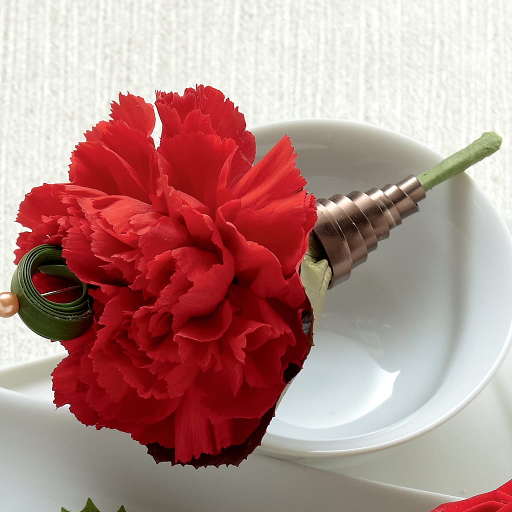 Red Carnation Boutonniere – All About Flowers, Bellingham WA