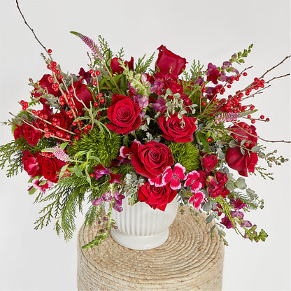 Big Red Bow Bouquet –  All About Flowers, Bellingham WA