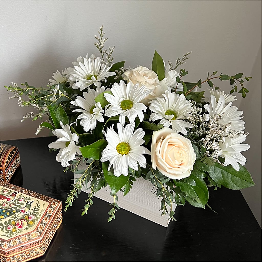 Fresh Linen Box Bouquet –  All About Flowers, Bellingham WA
