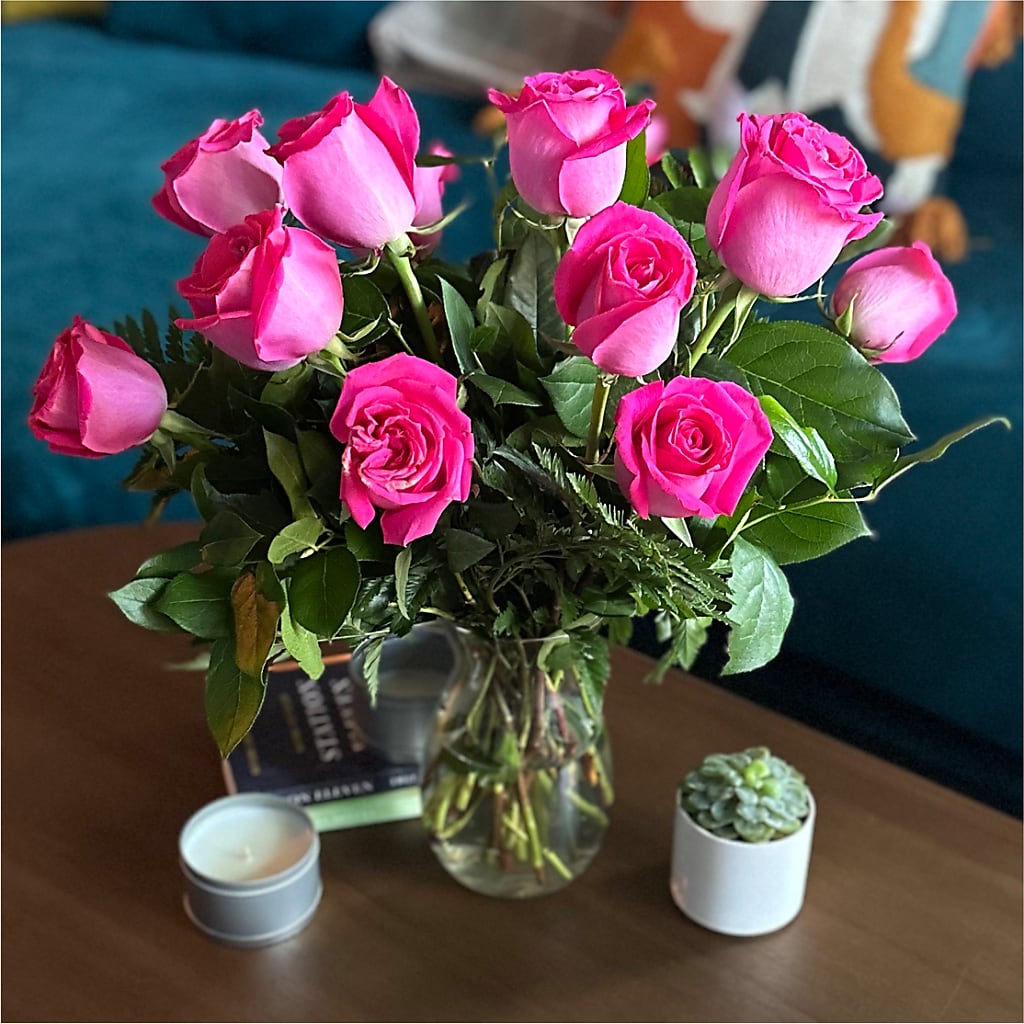 Long Stem Pink Rose Bouquet –  All About Flowers, Bellingham WA