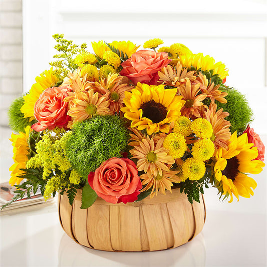 Harvest Sunflower Basket –  All About Flowers, Bellingham WA
