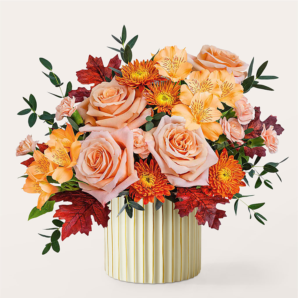 Spiced Latte Bouquet with Ivory Vase –  All About Flowers, Bellingham WA