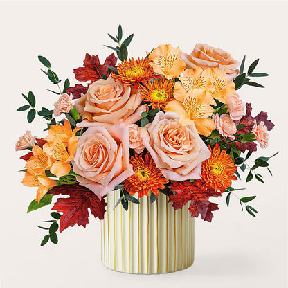 Spiced Latte Bouquet with Ivory Vase –  All About Flowers, Bellingham WA