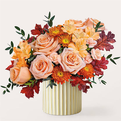 Spiced Latte Bouquet with Ivory Vase –  All About Flowers, Bellingham WA