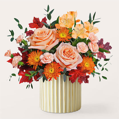 Spiced Latte Bouquet with Ivory Vase –  All About Flowers, Bellingham WA