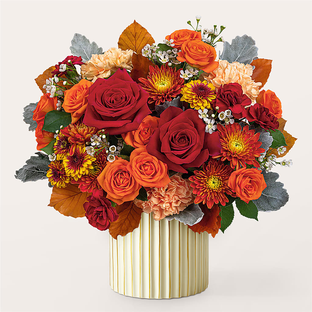 Merlot Bouquet with Ivory Vase –  All About Flowers, Bellingham WA