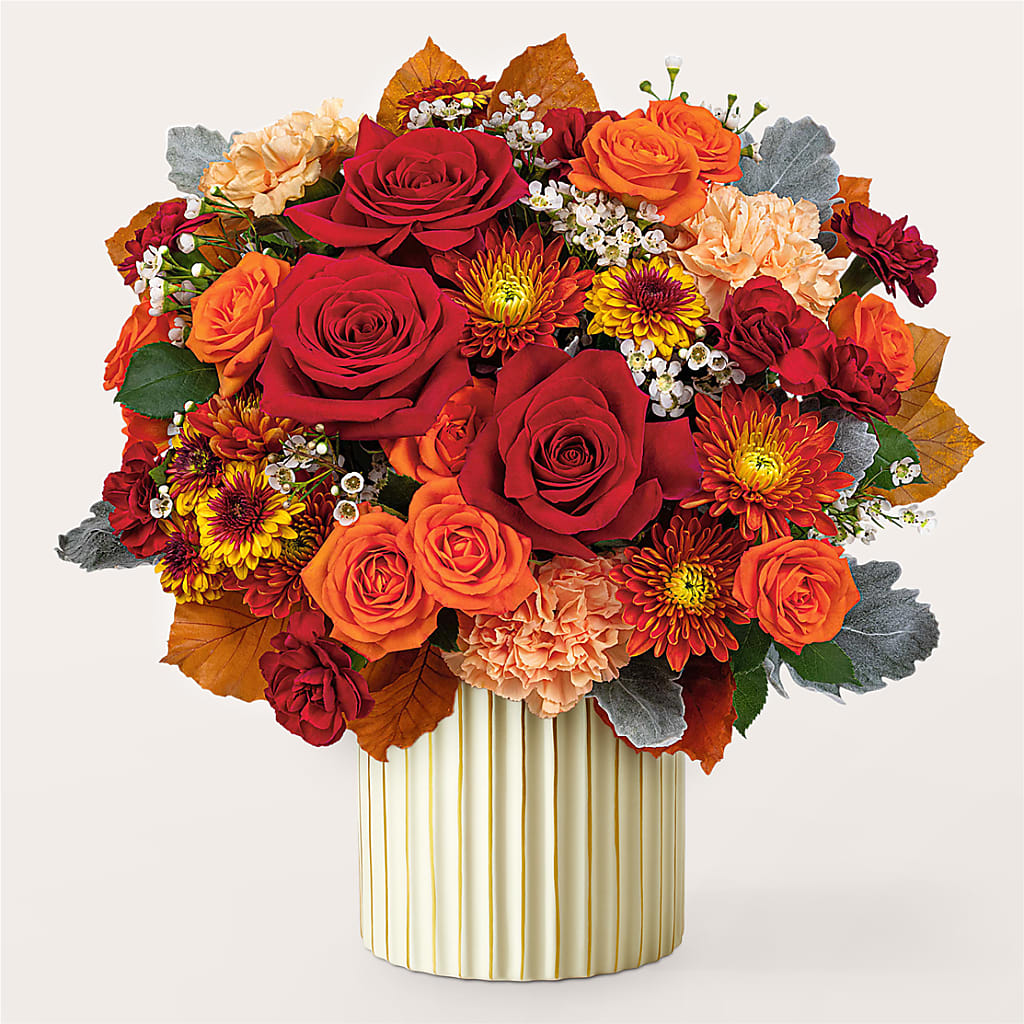 Merlot Bouquet with Ivory Vase –  All About Flowers, Bellingham WA