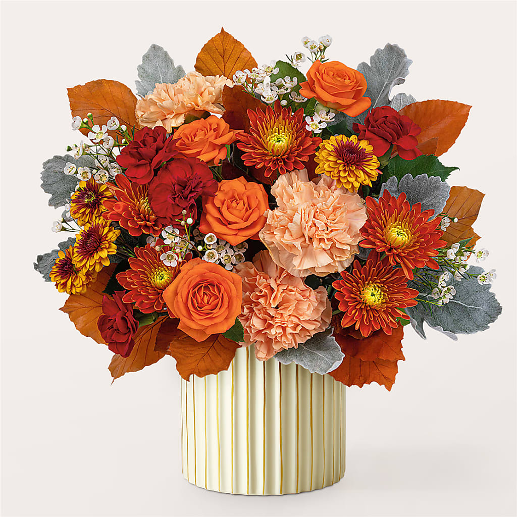 Merlot Bouquet with Ivory Vase –  All About Flowers, Bellingham WA