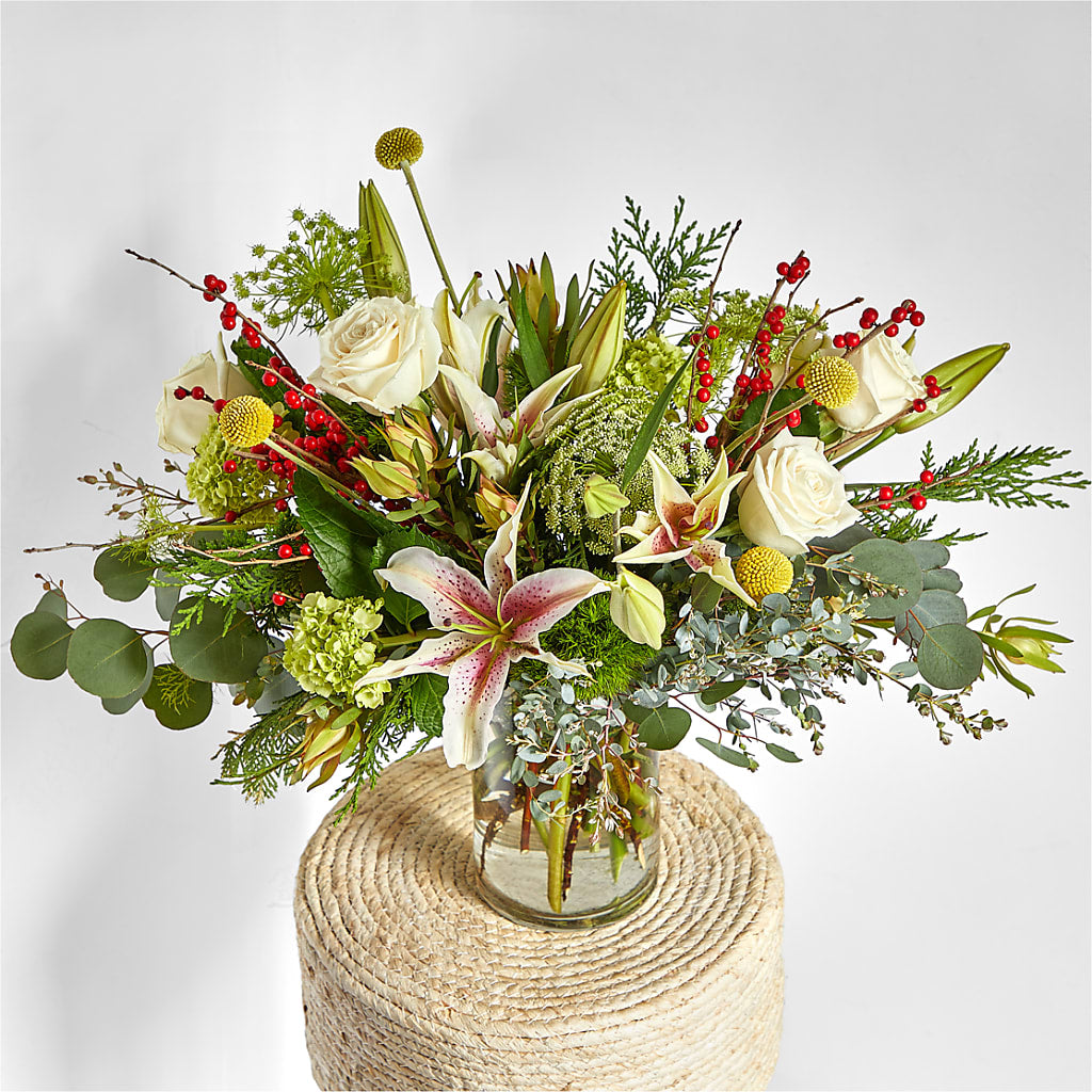 Berry & Bright Bouquet –  All About Flowers, Bellingham WA